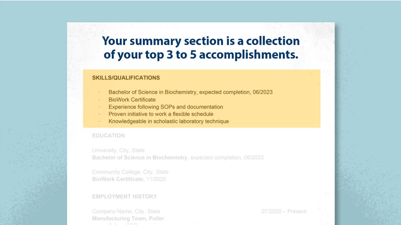 Creating Your Biopharma Resume: Part 5 – Creating a Summary Section